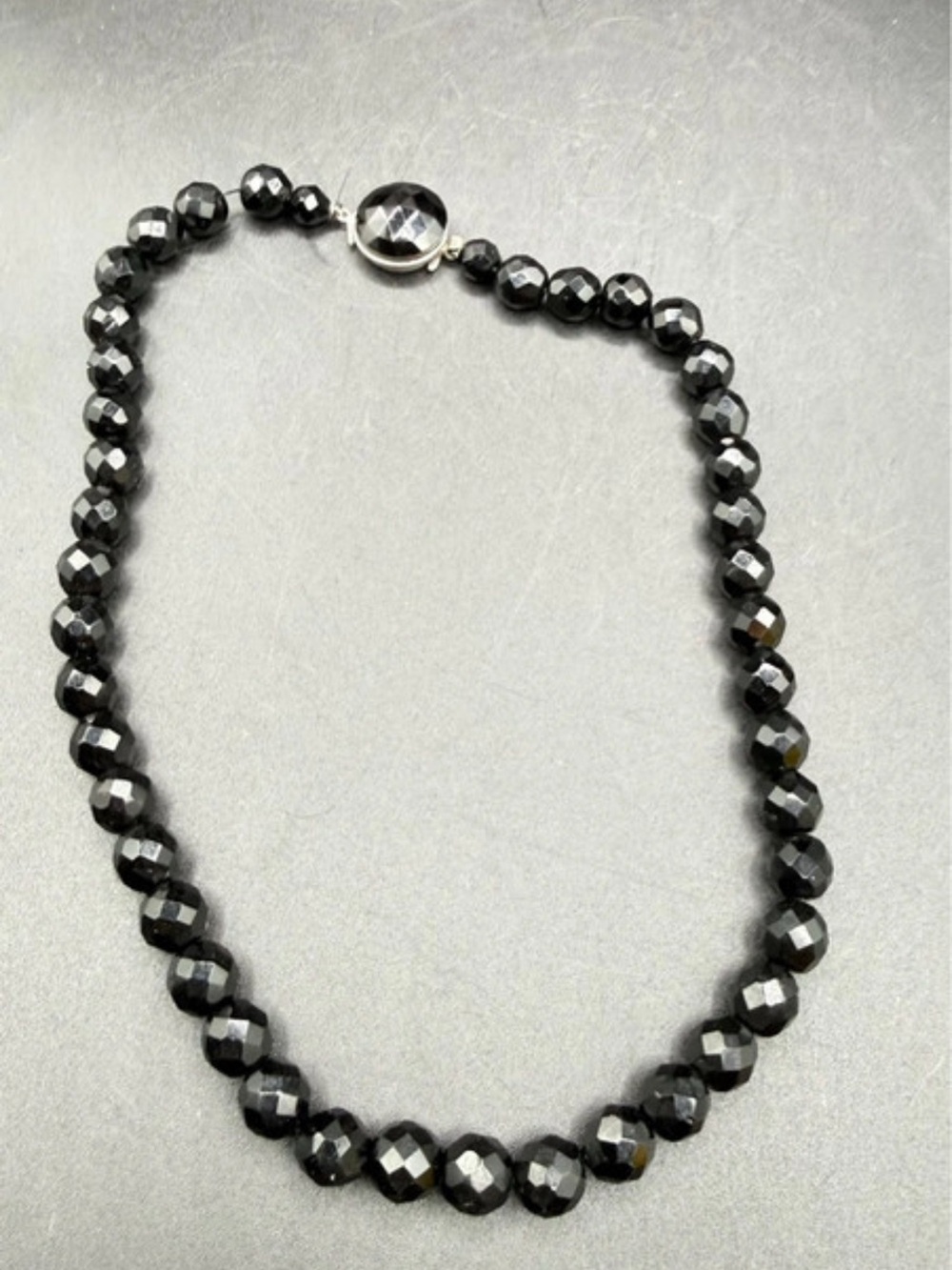 Black Faceted Bead Necklace - Unbranded